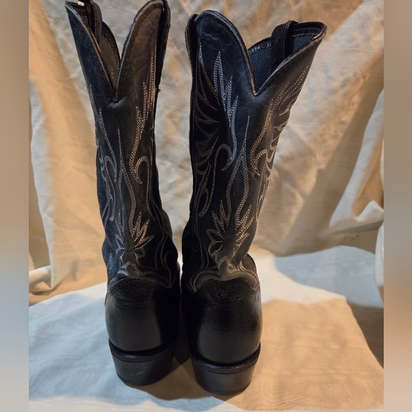 Vintage Tony Lama Black & Grey Leather Western Cowboy Boots Size 10W - Picture 7 of 11